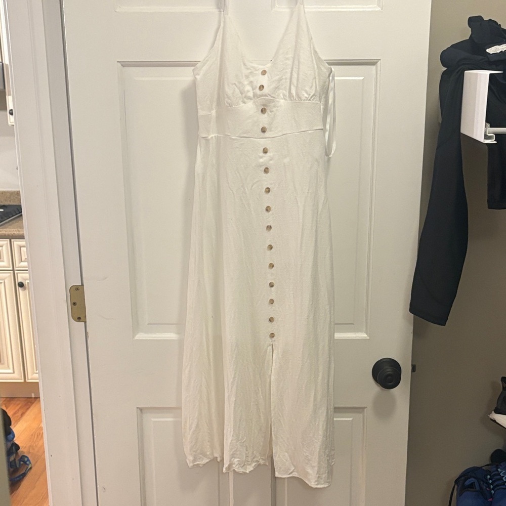 BCX White Midi Button-Front Sundress